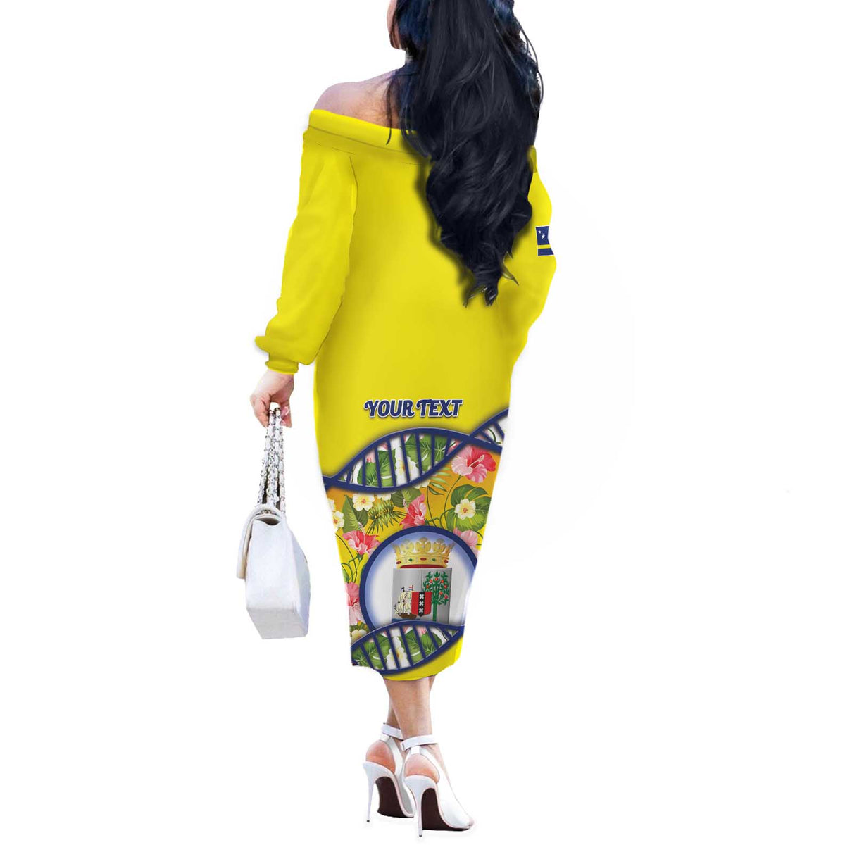 Personalized Curacao Is In My DNA Off The Shoulder Long Sleeve Dress - Wonder Print Shop