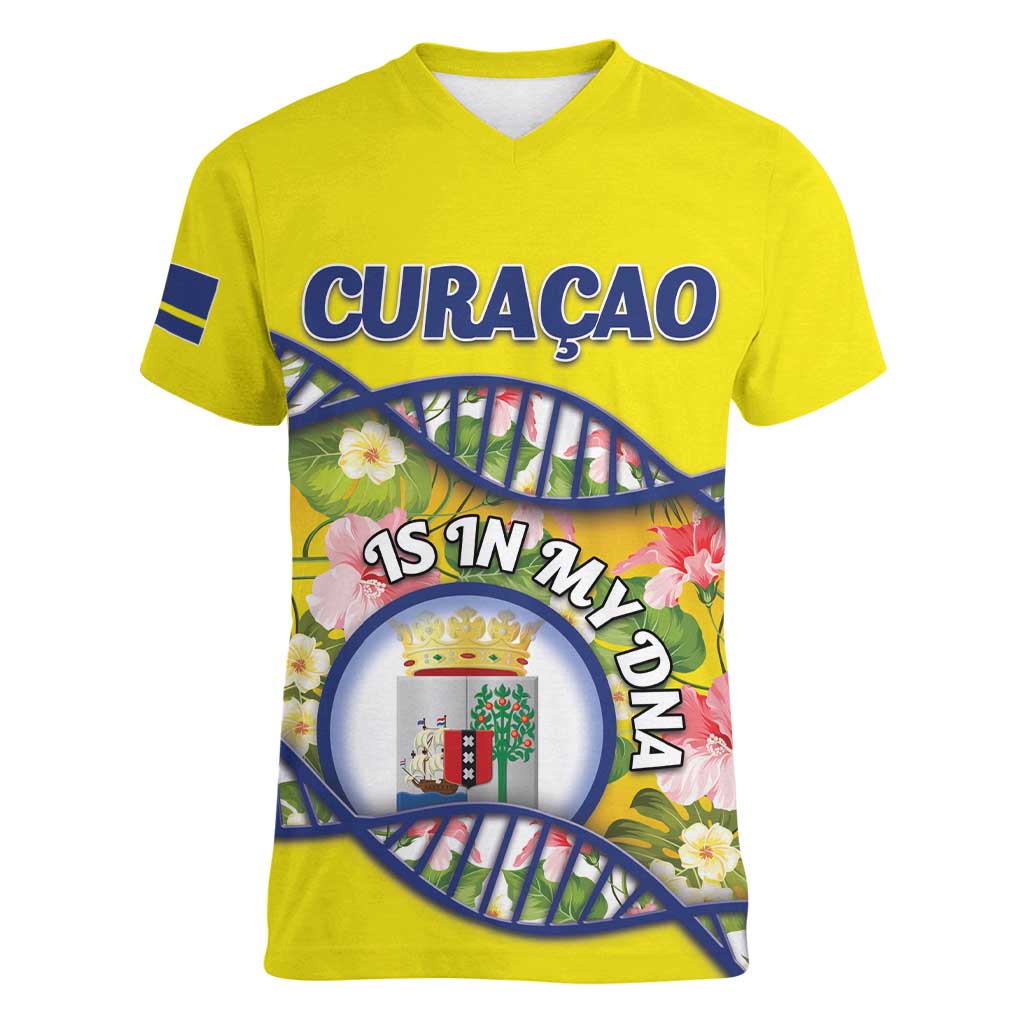 Personalized Curacao Is In My DNA Women V-Neck T-Shirt - Wonder Print Shop