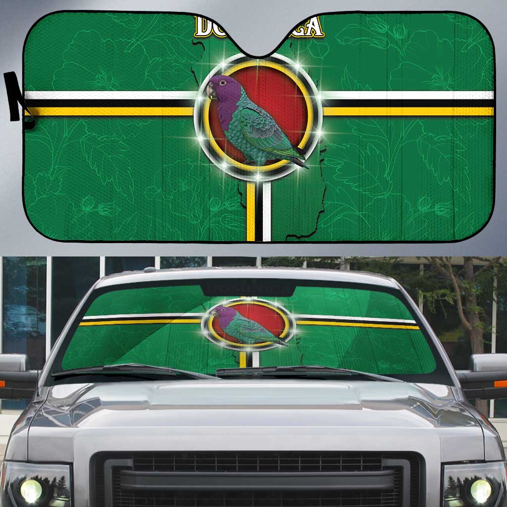 Dominica Auto Sun Shade Sisserou Parrot With Hibiscus Patterns - Wonder Print Shop
