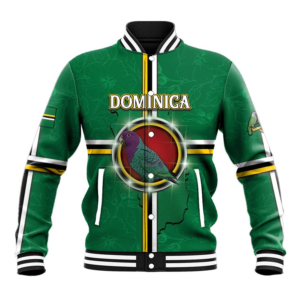 Personalized Dominica Baseball Jacket Sisserou Parrot With Hibiscus Patterns - Wonder Print Shop