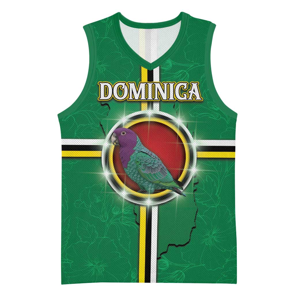 Personalized Dominica Basketball Jersey Sisserou Parrot With Hibiscus Patterns - Wonder Print Shop