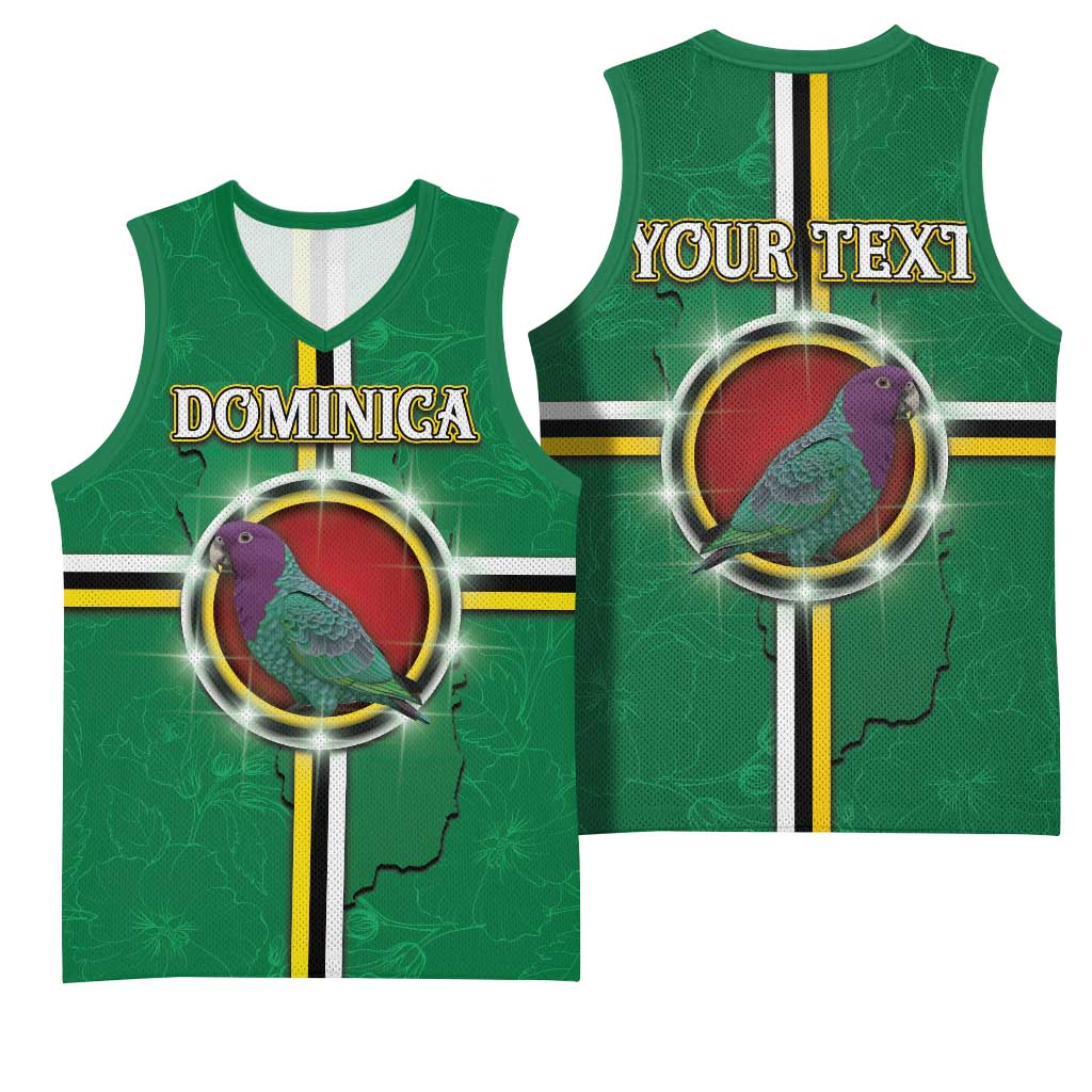 Personalized Dominica Basketball Jersey Sisserou Parrot With Hibiscus Patterns - Wonder Print Shop