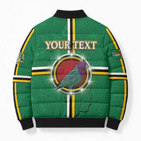 Personalized Dominica Bomber Puffer Jacket Sisserou Parrot With Hibiscus Patterns - Wonder Print Shop