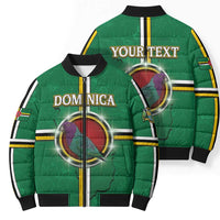 Personalized Dominica Bomber Puffer Jacket Sisserou Parrot With Hibiscus Patterns - Wonder Print Shop