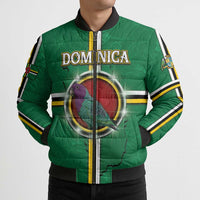 Personalized Dominica Bomber Puffer Jacket Sisserou Parrot With Hibiscus Patterns - Wonder Print Shop