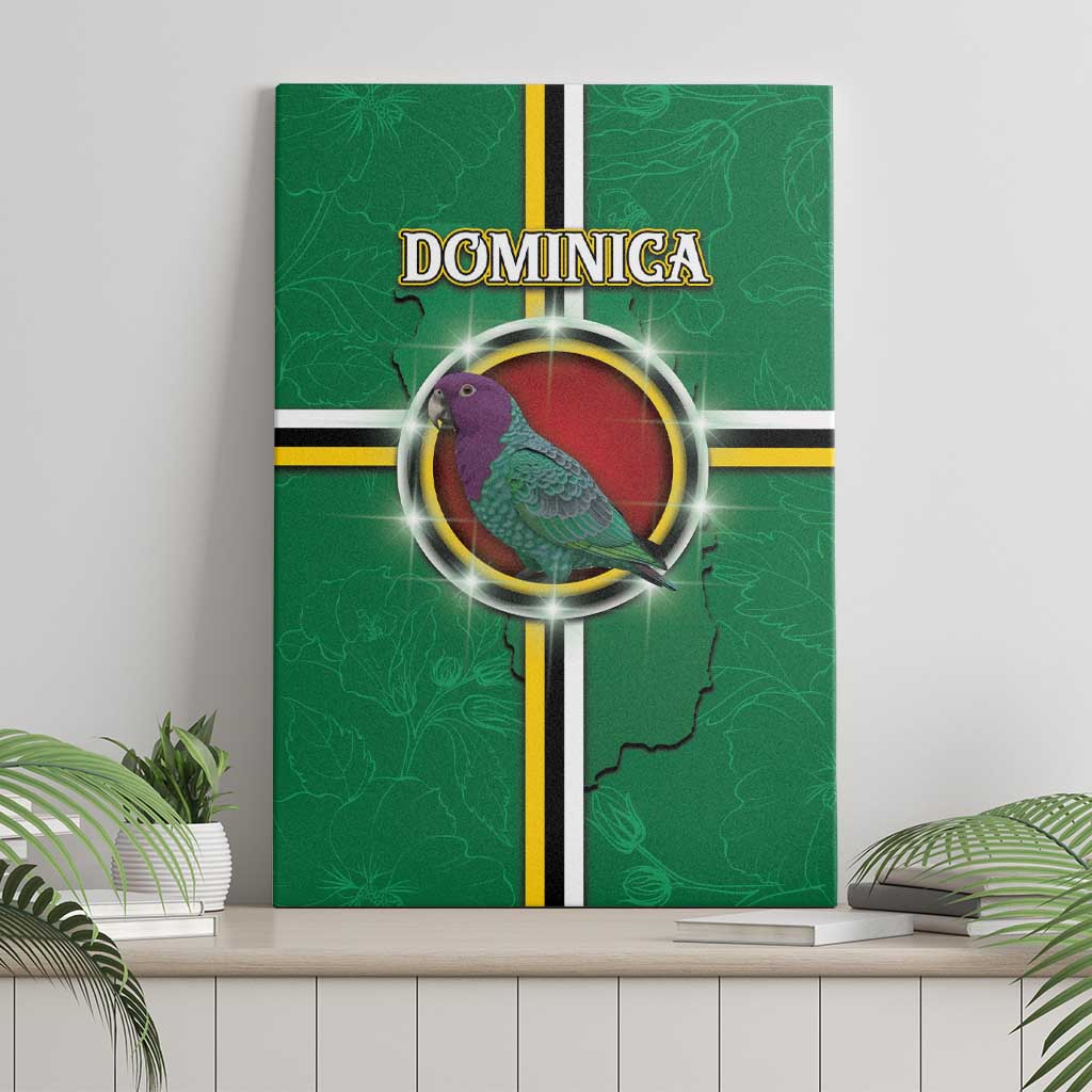 Dominica Canvas Wall Art Sisserou Parrot With Hibiscus Patterns - Wonder Print Shop
