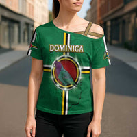 Personalized Dominica Cross Shoulder Shirt Sisserou Parrot With Hibiscus Patterns - Wonder Print Shop