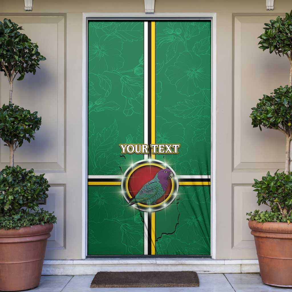 Personalized Dominica Door Cover Sisserou Parrot With Hibiscus Patterns - Wonder Print Shop