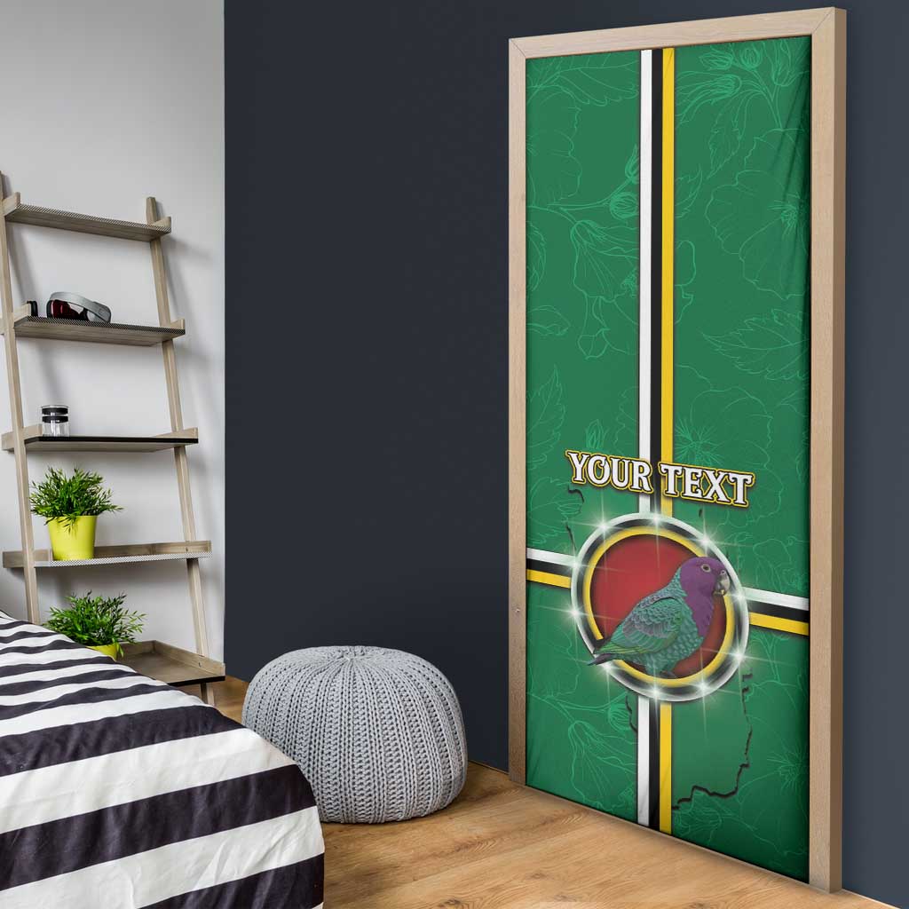 Personalized Dominica Door Cover Sisserou Parrot With Hibiscus Patterns - Wonder Print Shop