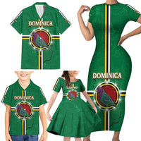 Personalized Dominica Family Matching Short Sleeve Bodycon Dress and Hawaiian Shirt Sisserou Parrot With Hibiscus Patterns - Wonder Print Shop
