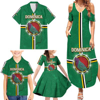 Personalized Dominica Family Matching Summer Maxi Dress and Hawaiian Shirt Sisserou Parrot With Hibiscus Patterns - Wonder Print Shop