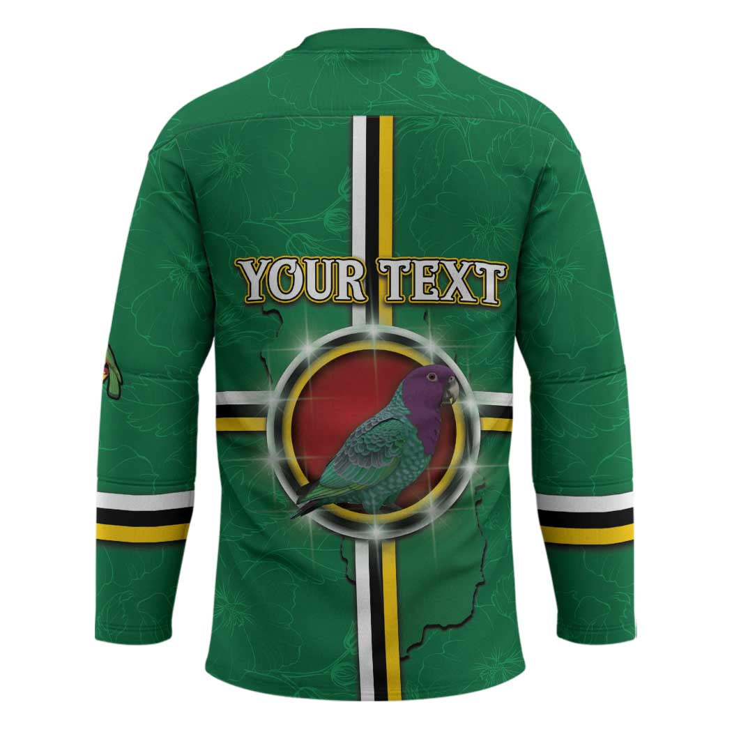 Personalized Dominica Hockey Jersey Sisserou Parrot With Hibiscus Patterns - Wonder Print Shop