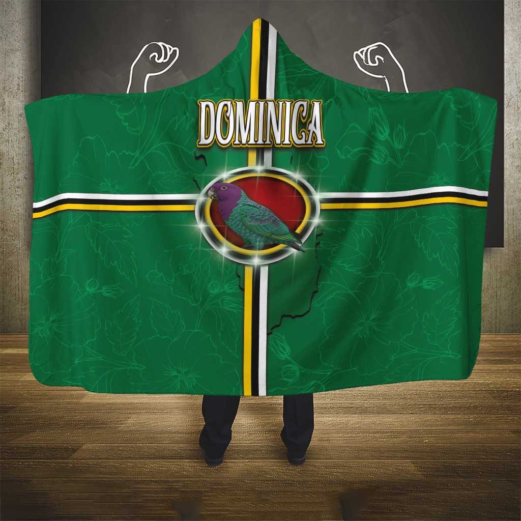 Dominica Hooded Blanket Sisserou Parrot With Hibiscus Patterns - Wonder Print Shop