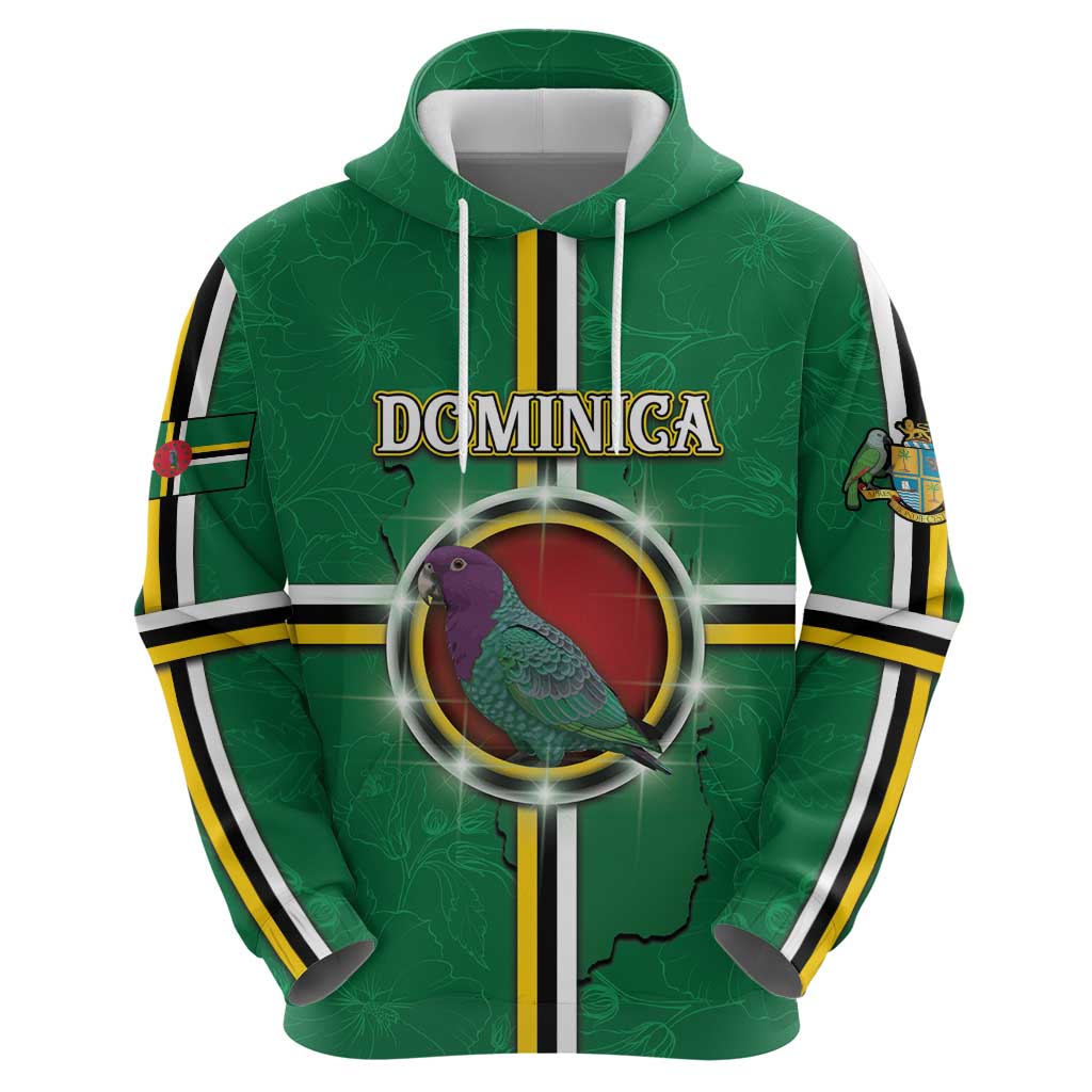 Personalized Dominica Hoodie Sisserou Parrot With Hibiscus Patterns - Wonder Print Shop