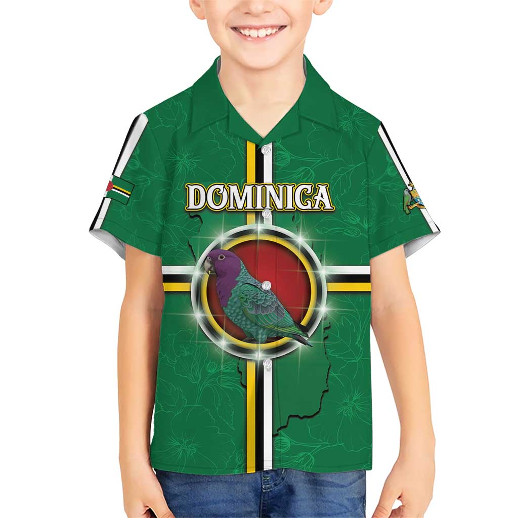 Personalized Dominica Kid Hawaiian Shirt Sisserou Parrot With Hibiscus Patterns - Wonder Print Shop
