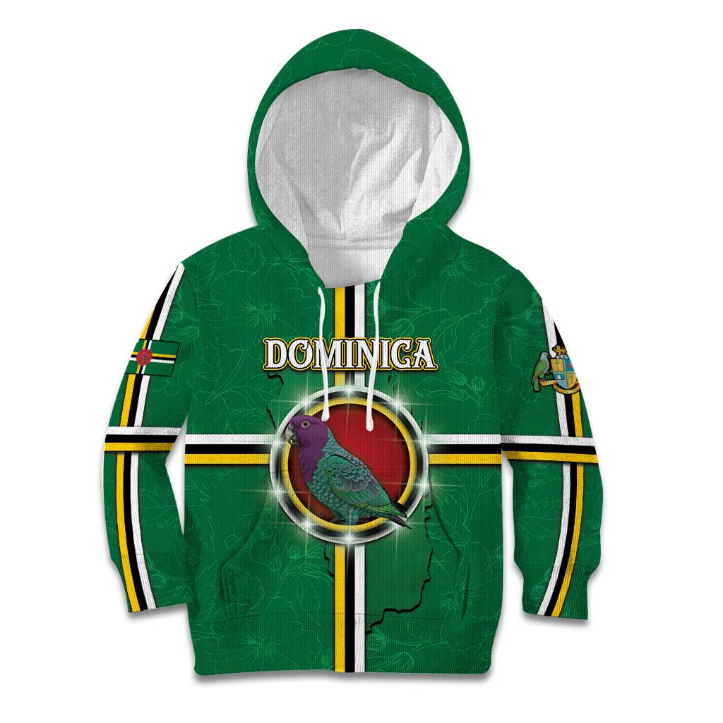 Personalized Dominica Kid Hoodie Sisserou Parrot With Hibiscus Patterns - Wonder Print Shop
