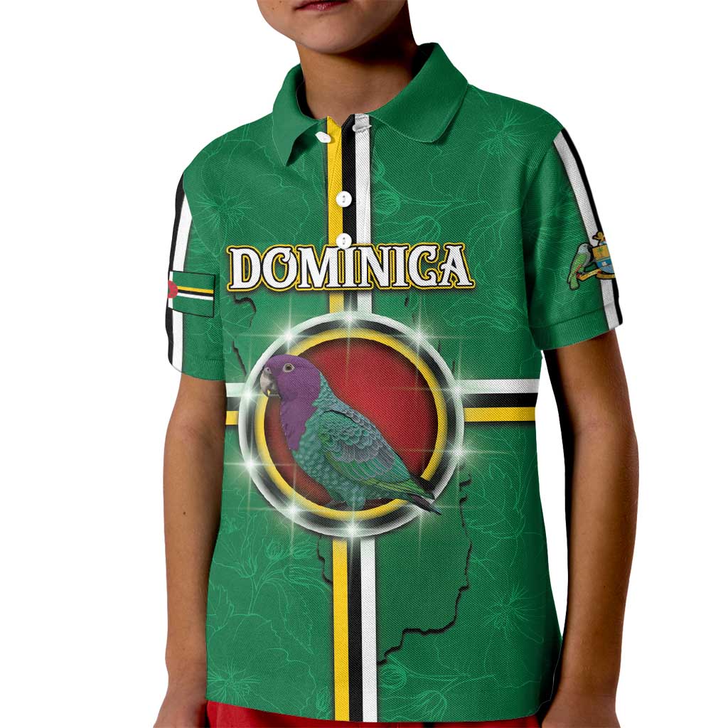 Personalized Dominica Kid Polo Shirt Sisserou Parrot With Hibiscus Patterns - Wonder Print Shop