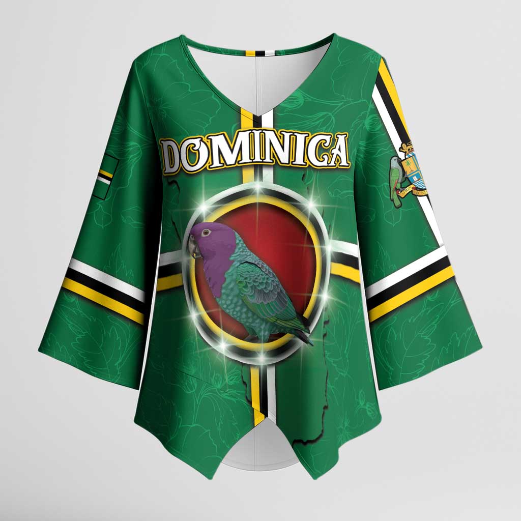 Personalized Dominica Kimono Sleeve Blouse Sisserou Parrot With Hibiscus Patterns - Wonder Print Shop