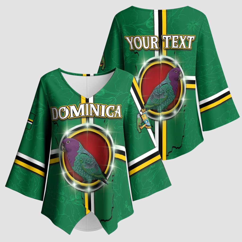 Personalized Dominica Kimono Sleeve Blouse Sisserou Parrot With Hibiscus Patterns - Wonder Print Shop