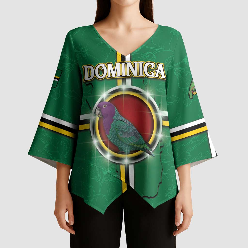 Personalized Dominica Kimono Sleeve Blouse Sisserou Parrot With Hibiscus Patterns - Wonder Print Shop