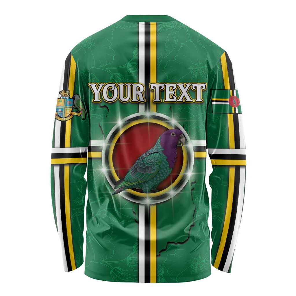 Personalized Dominica Long Sleeve Shirt Sisserou Parrot With Hibiscus Patterns - Wonder Print Shop