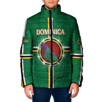 Personalized Dominica Padded Jacket Sisserou Parrot With Hibiscus Patterns - Wonder Print Shop