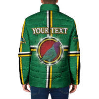 Personalized Dominica Padded Jacket Sisserou Parrot With Hibiscus Patterns - Wonder Print Shop