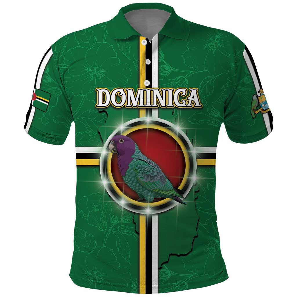Personalized Dominica Polo Shirt Sisserou Parrot With Hibiscus Patterns - Wonder Print Shop