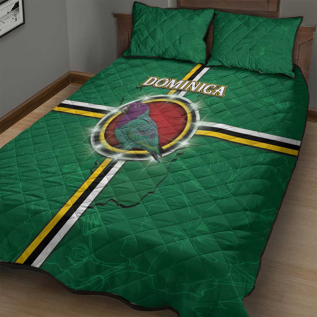 Dominica Quilt Bed Set Sisserou Parrot With Hibiscus Patterns - Wonder Print Shop