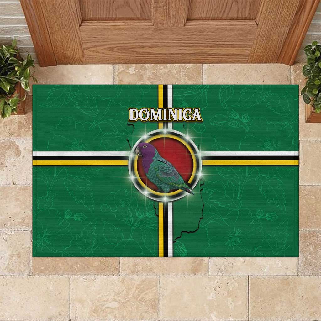Dominica Rubber Doormat Sisserou Parrot With Hibiscus Patterns - Wonder Print Shop