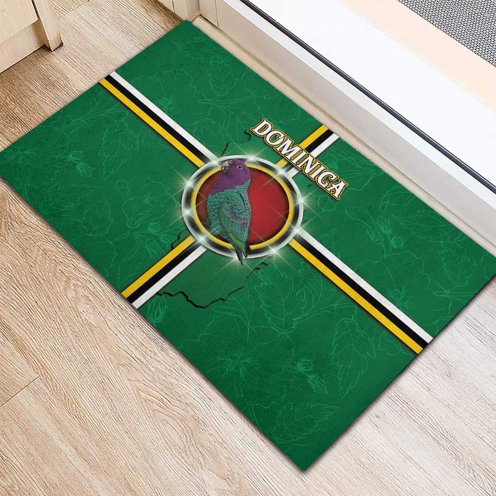 Dominica Rubber Doormat Sisserou Parrot With Hibiscus Patterns - Wonder Print Shop