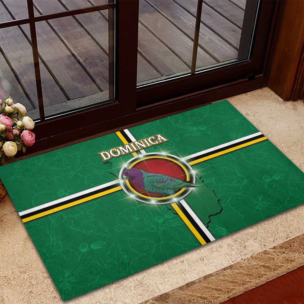 Dominica Rubber Doormat Sisserou Parrot With Hibiscus Patterns - Wonder Print Shop