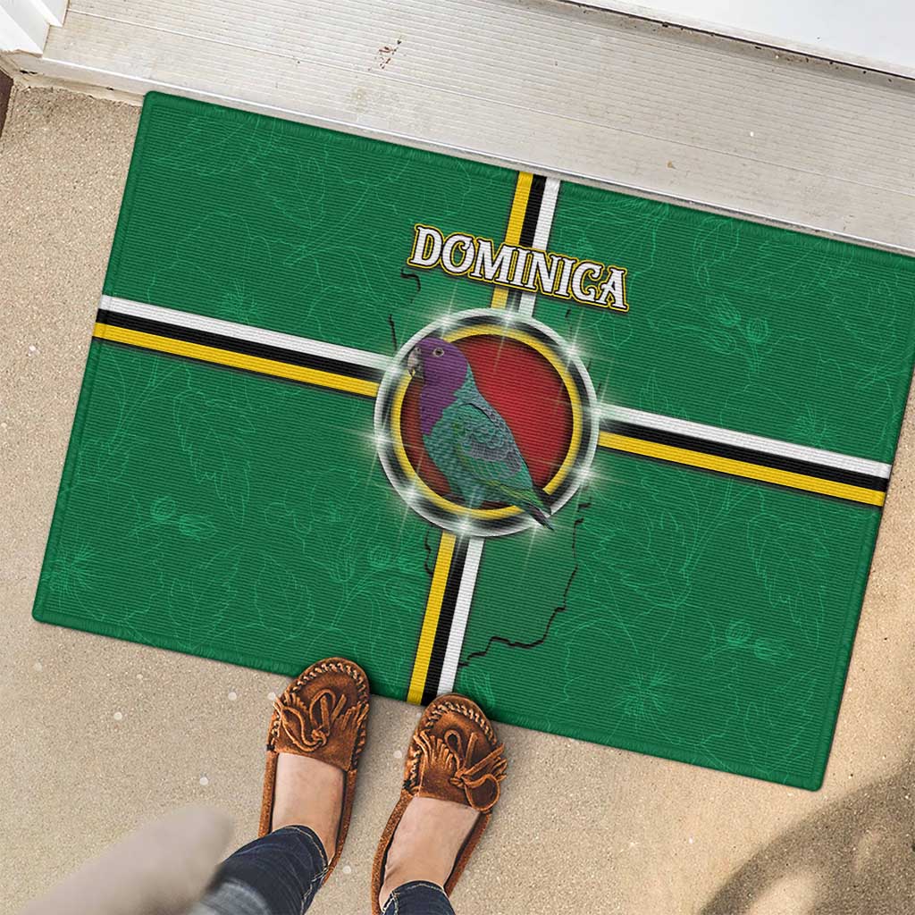 Dominica Rubber Doormat Sisserou Parrot With Hibiscus Patterns - Wonder Print Shop