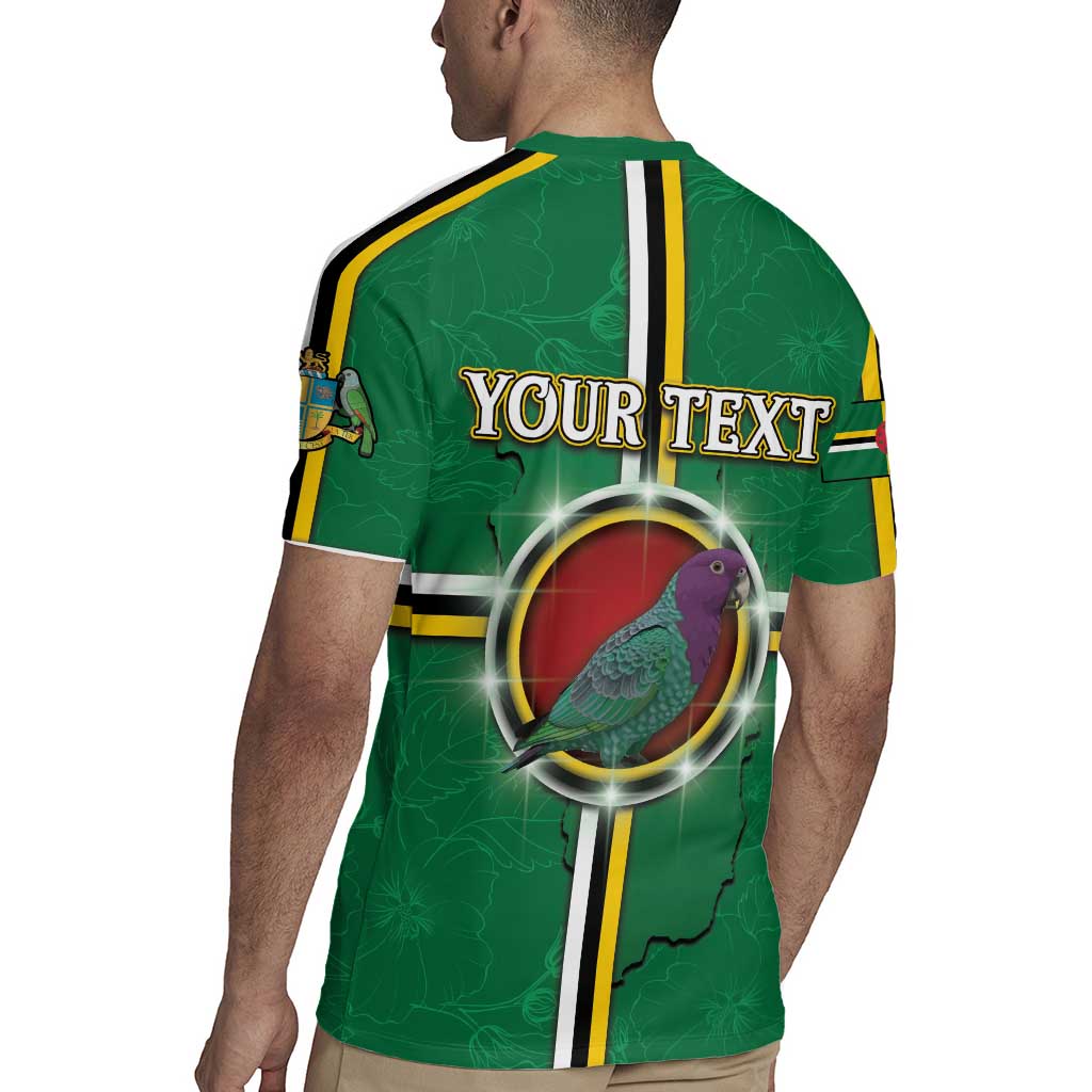 Personalized Dominica Rugby Jersey Sisserou Parrot With Hibiscus Patterns - Wonder Print Shop