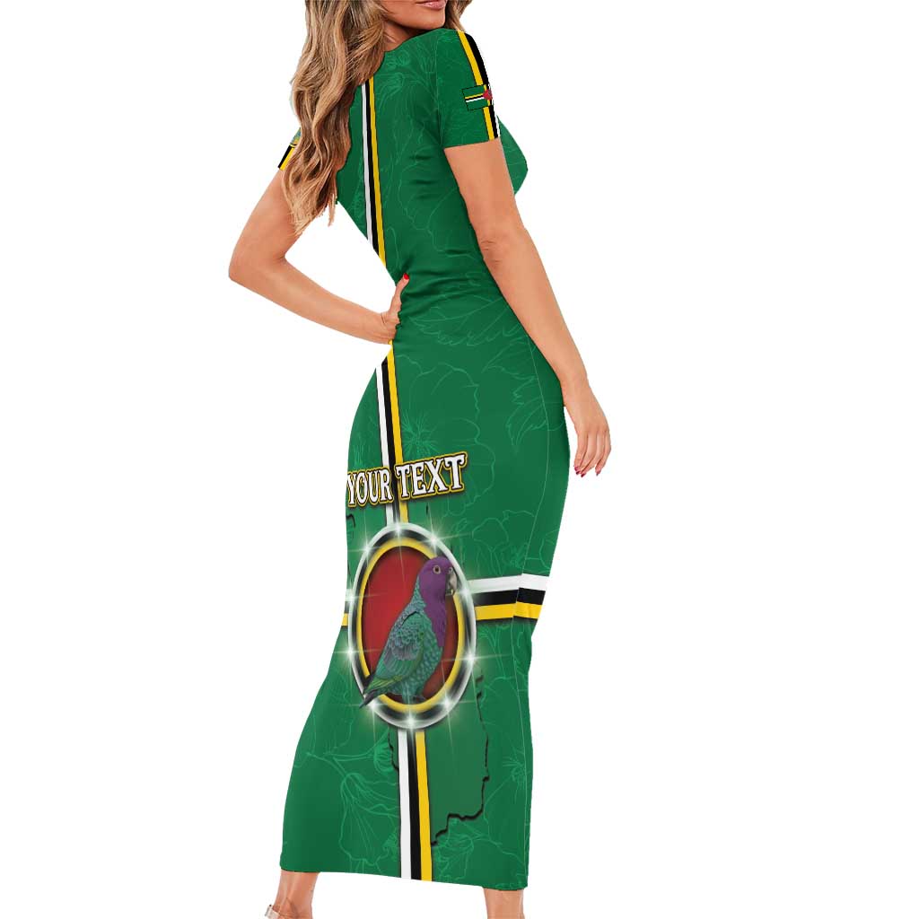 Personalized Dominica Short Sleeve Bodycon Dress Sisserou Parrot With Hibiscus Patterns - Wonder Print Shop