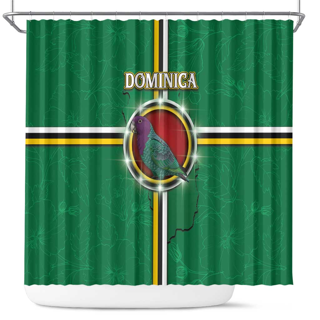 Dominica Shower Curtain Sisserou Parrot With Hibiscus Patterns - Wonder Print Shop