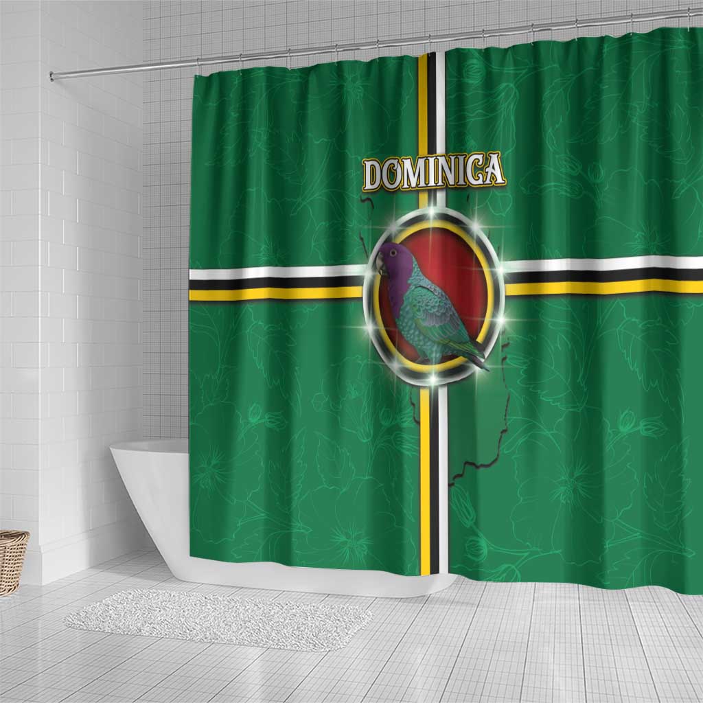 Dominica Shower Curtain Sisserou Parrot With Hibiscus Patterns - Wonder Print Shop