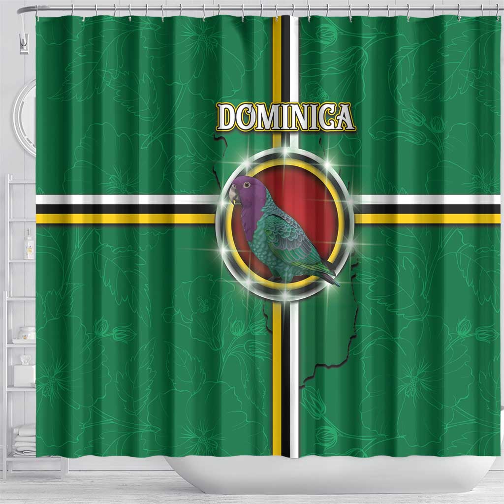 Dominica Shower Curtain Sisserou Parrot With Hibiscus Patterns - Wonder Print Shop