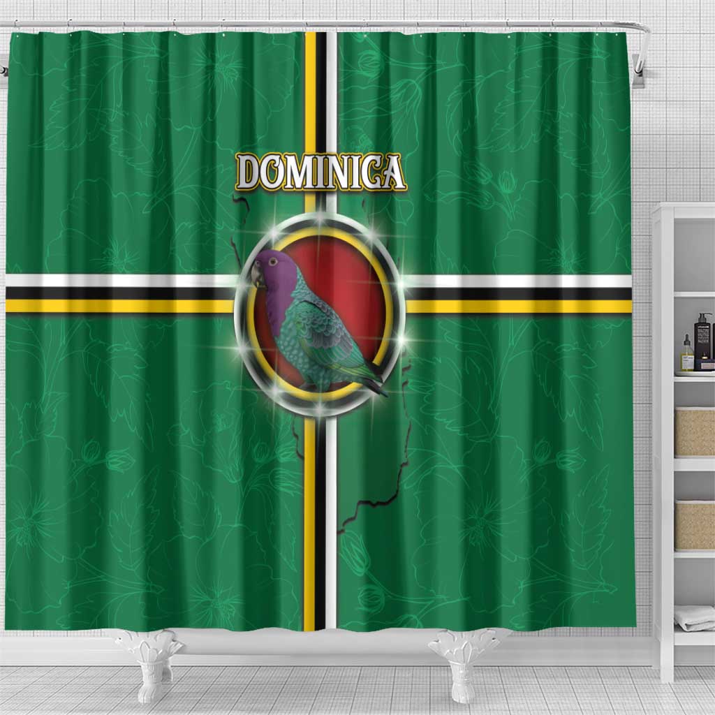 Dominica Shower Curtain Sisserou Parrot With Hibiscus Patterns - Wonder Print Shop