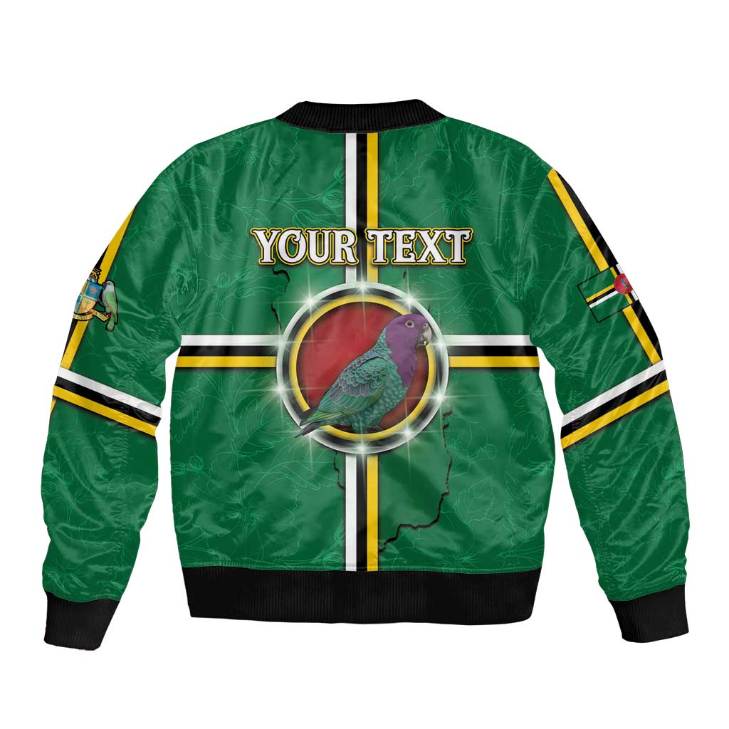 Personalized Dominica Sleeve Zip Bomber Jacket Sisserou Parrot With Hibiscus Patterns - Wonder Print Shop