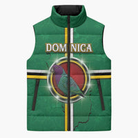 Personalized Dominica Sleeveless Puffer Jacket Sisserou Parrot With Hibiscus Patterns - Wonder Print Shop