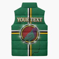 Personalized Dominica Sleeveless Puffer Jacket Sisserou Parrot With Hibiscus Patterns - Wonder Print Shop