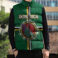 Personalized Dominica Sleeveless Puffer Jacket Sisserou Parrot With Hibiscus Patterns - Wonder Print Shop