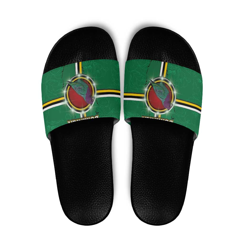 Dominica Slide Sandals Sisserou Parrot With Hibiscus Patterns - Wonder Print Shop