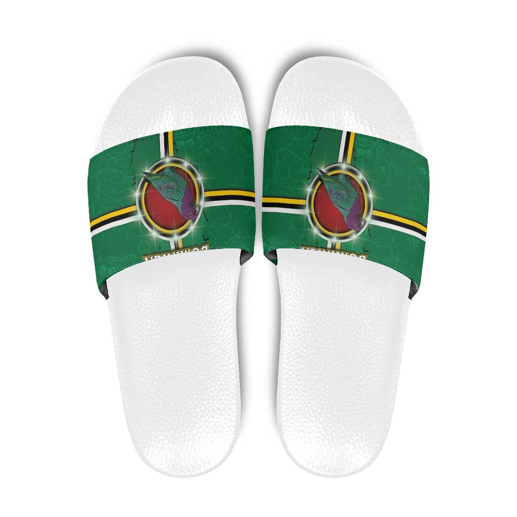 Dominica Slide Sandals Sisserou Parrot With Hibiscus Patterns - Wonder Print Shop