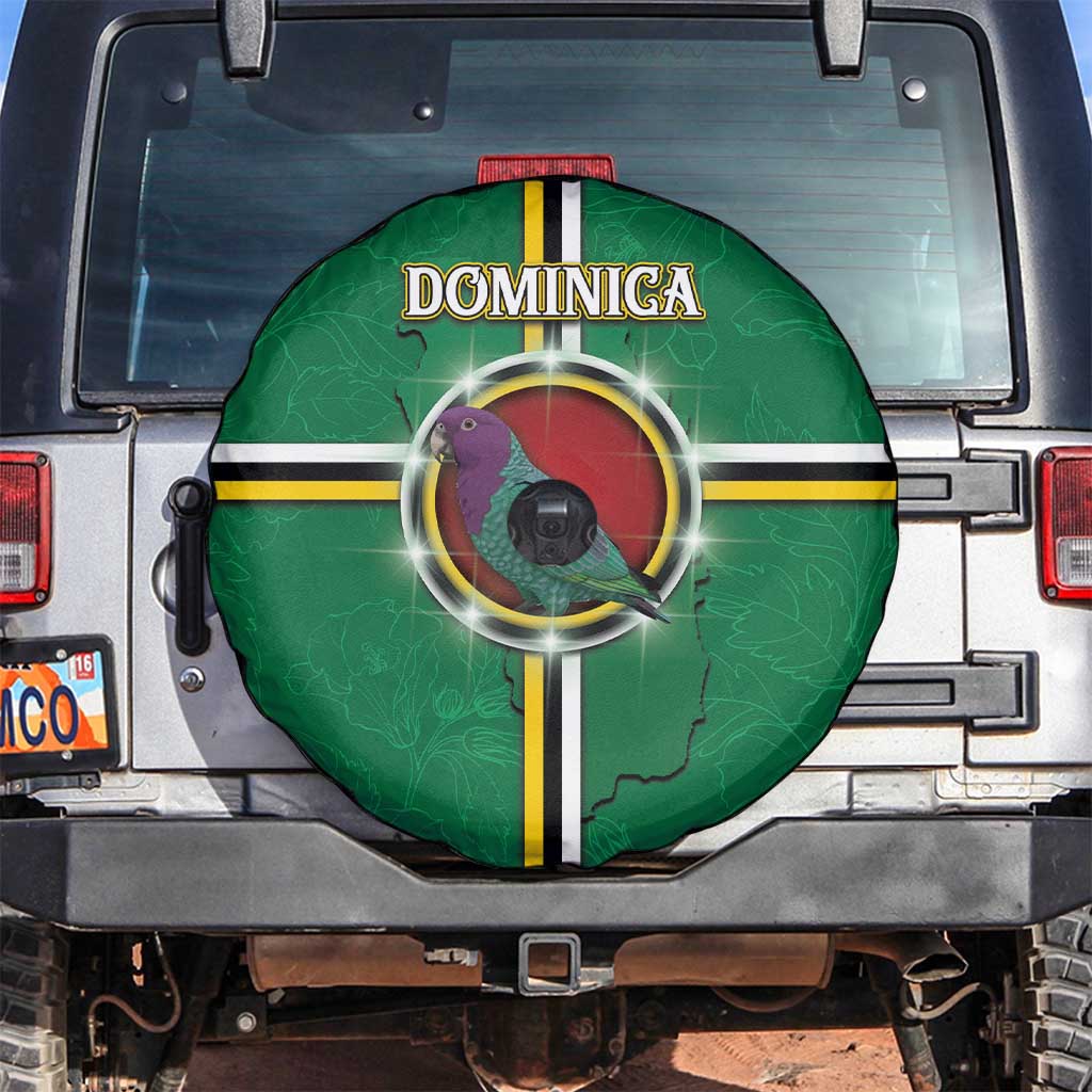 Dominica Spare Tire Cover Sisserou Parrot With Hibiscus Patterns - Wonder Print Shop