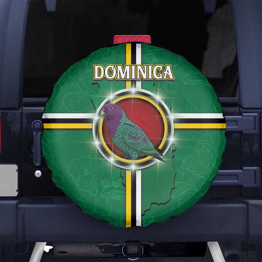 Dominica Spare Tire Cover Sisserou Parrot With Hibiscus Patterns - Wonder Print Shop