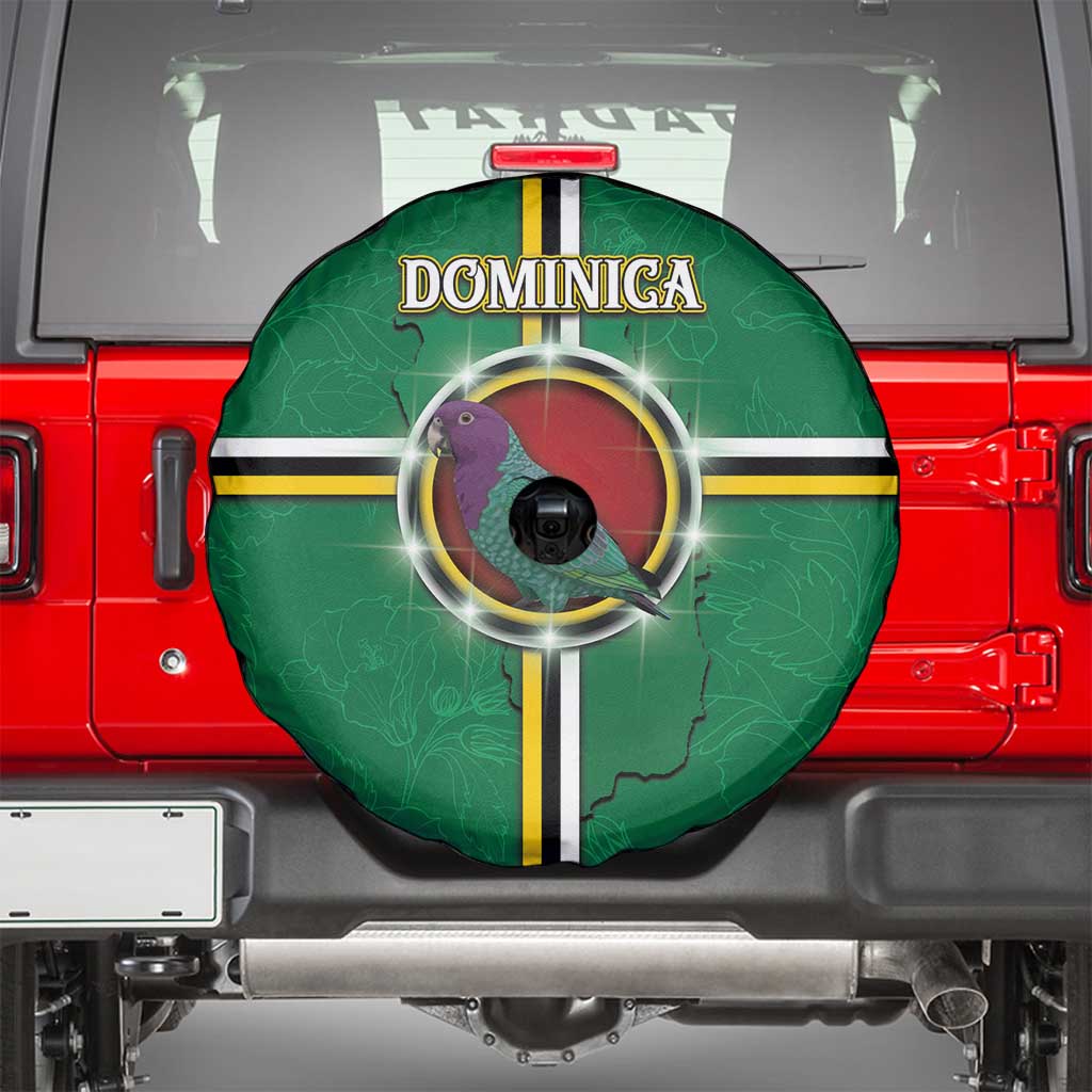 Dominica Spare Tire Cover Sisserou Parrot With Hibiscus Patterns - Wonder Print Shop