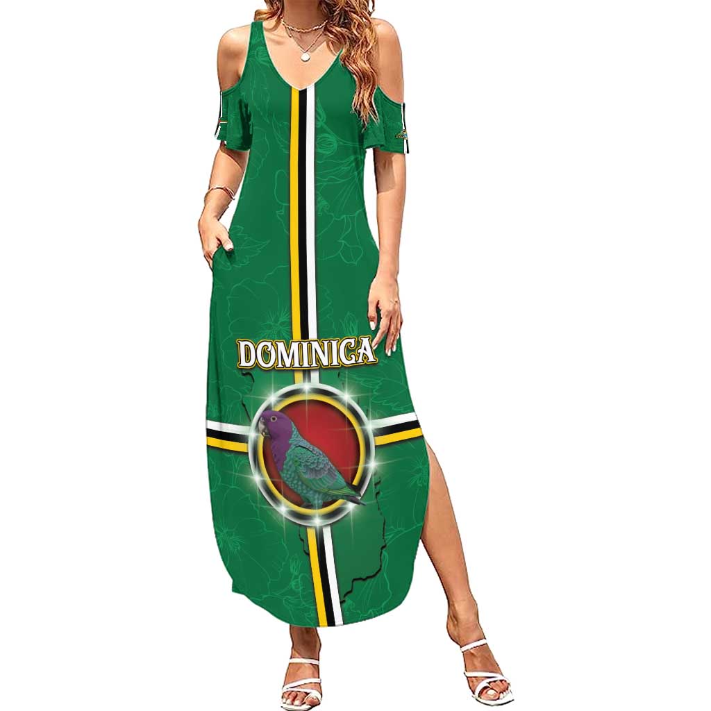 Personalized Dominica Summer Maxi Dress Sisserou Parrot With Hibiscus Patterns - Wonder Print Shop