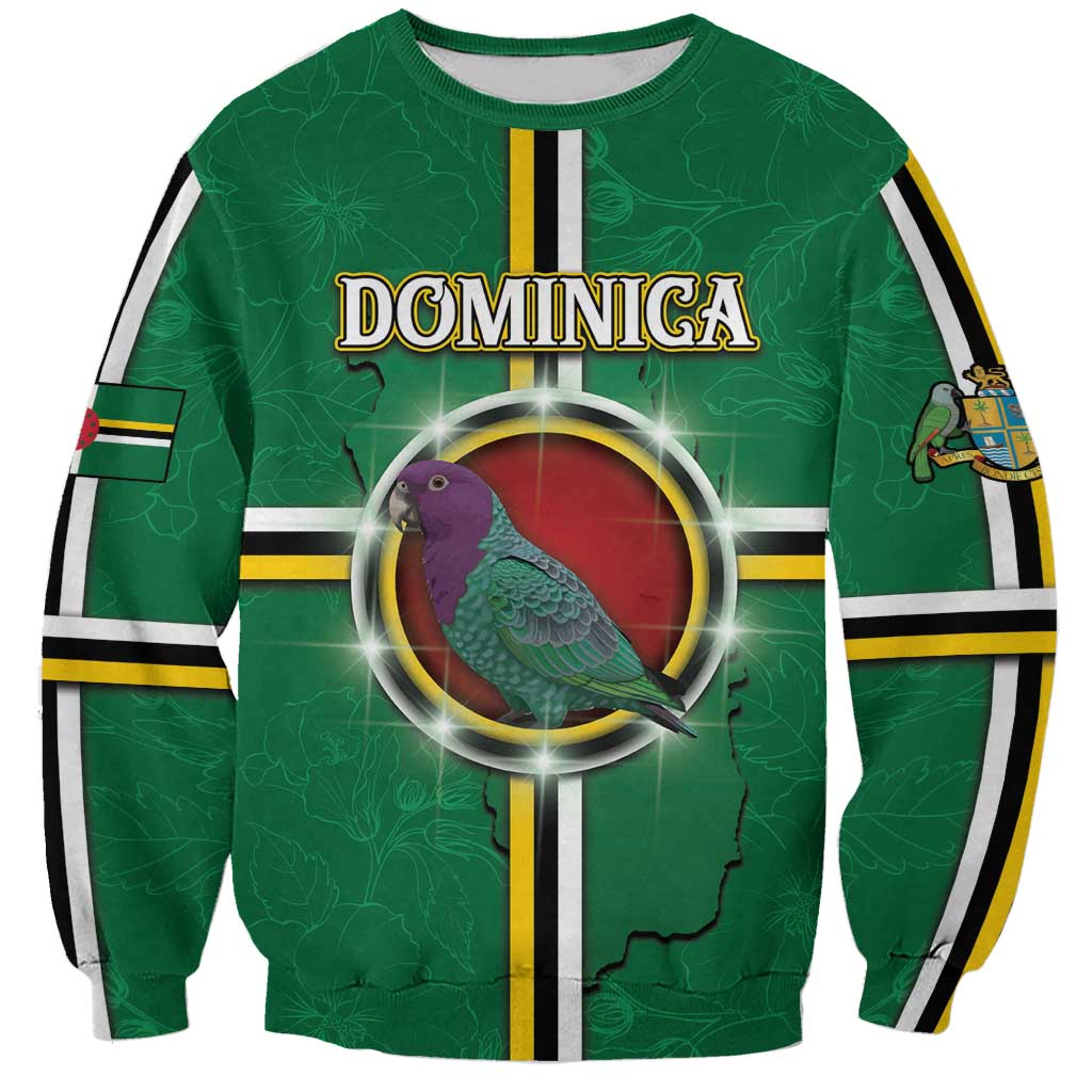 Personalized Dominica Sweatshirt Sisserou Parrot With Hibiscus Patterns - Wonder Print Shop